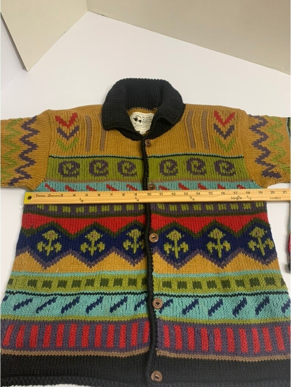 Planet Earth Imports Hand Knit Bolivia Cotton Southwestern Cardigan S - Picture 4 of 7